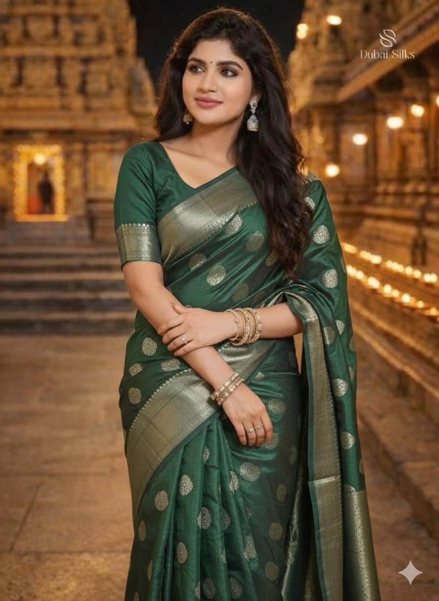 Dark Green Tree Pure Silk