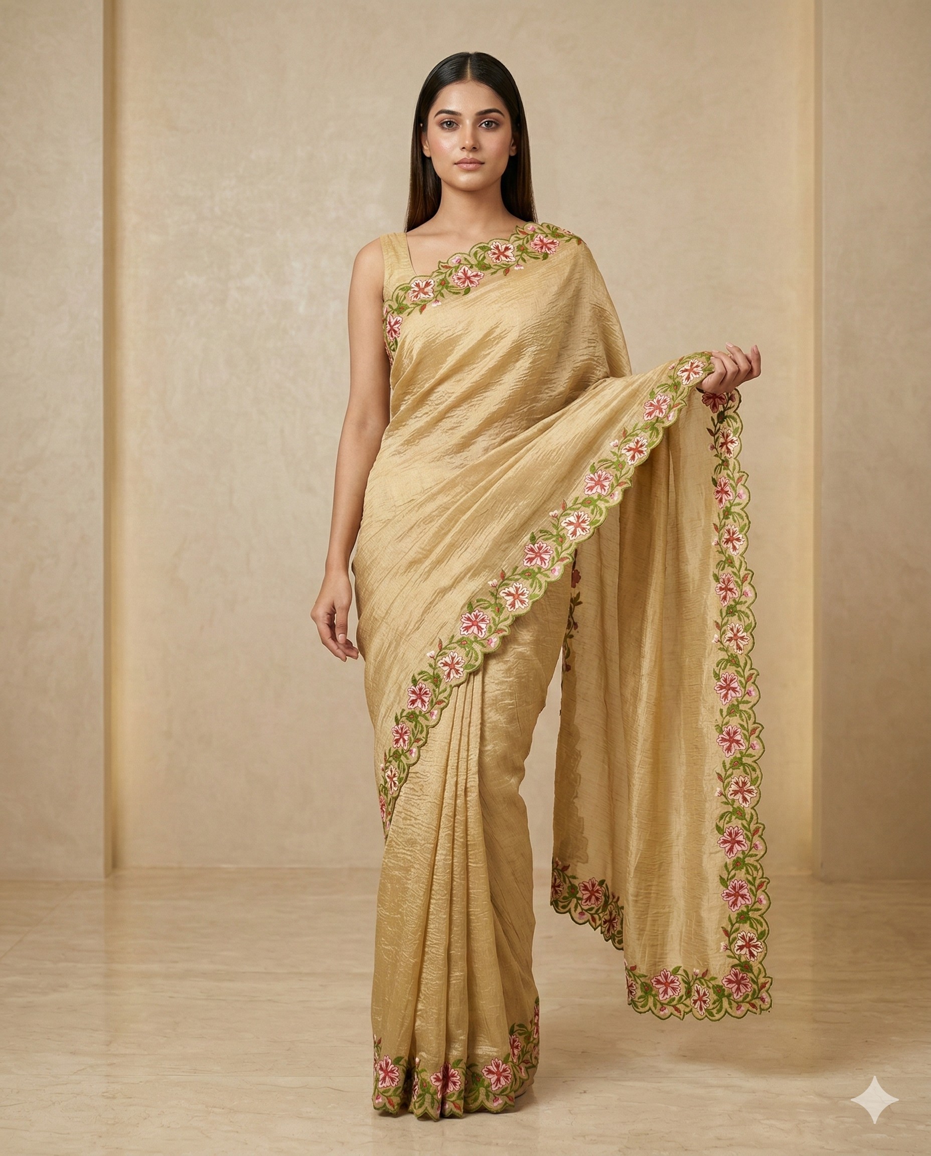 Crush Tissue Enbriodary Silk