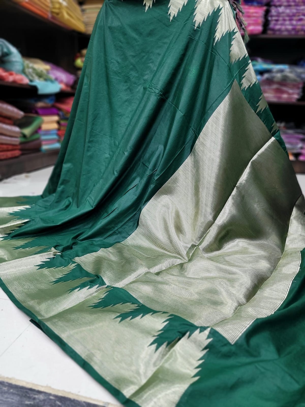 Banaras temple tower silk
